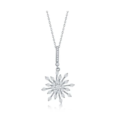 Simona Sterling Silver Snowflake Cz Pendant