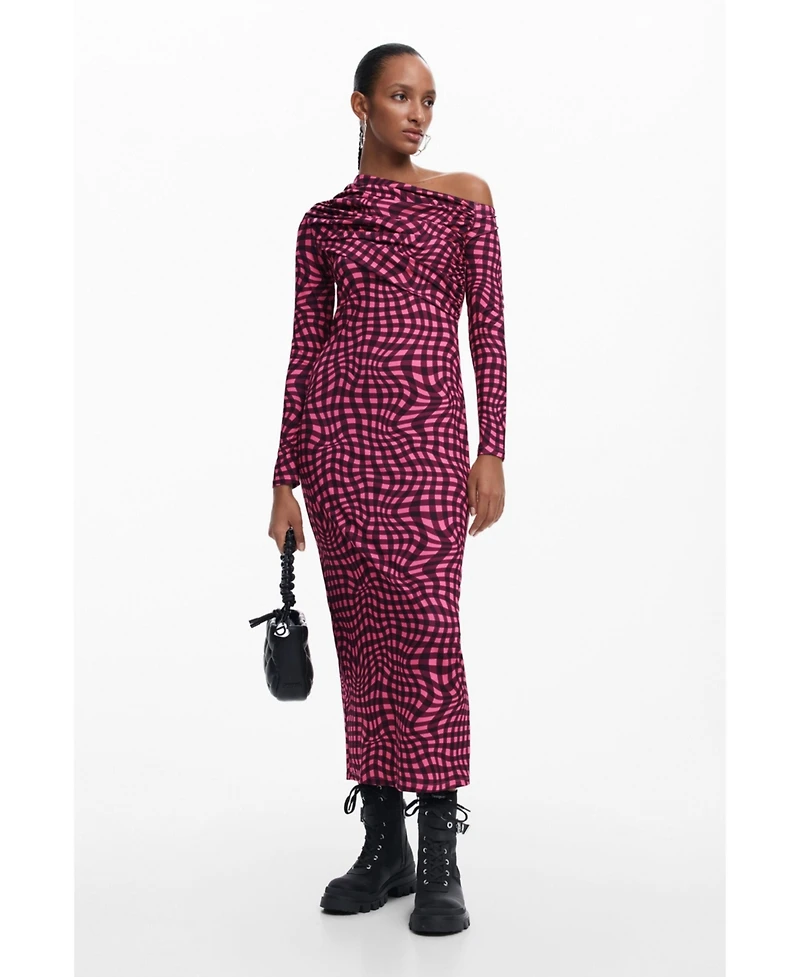 Desigual Women's Psychedelic checkered dress