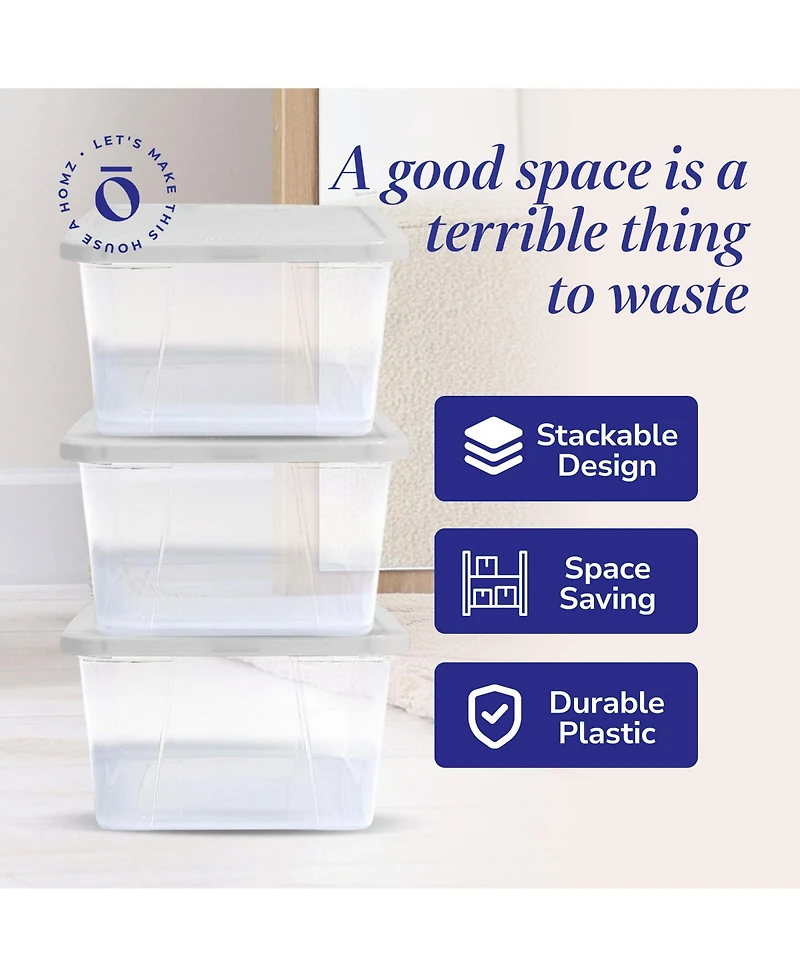 Homz 6 Qt Multipurpose Plastic Storage Containers with Latching Lid, (10 Pack)