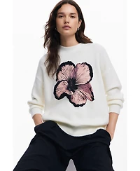 Desigual Women's Contrast flower sweater