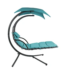 Slickblue Teal Single Person Sturdy Modern Chaise Lounger Hammock Chair Porch Swing