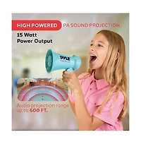 Pyle Megaphone with Built-in Microphone, 15 Watt Power, Portable, Outdoor Use