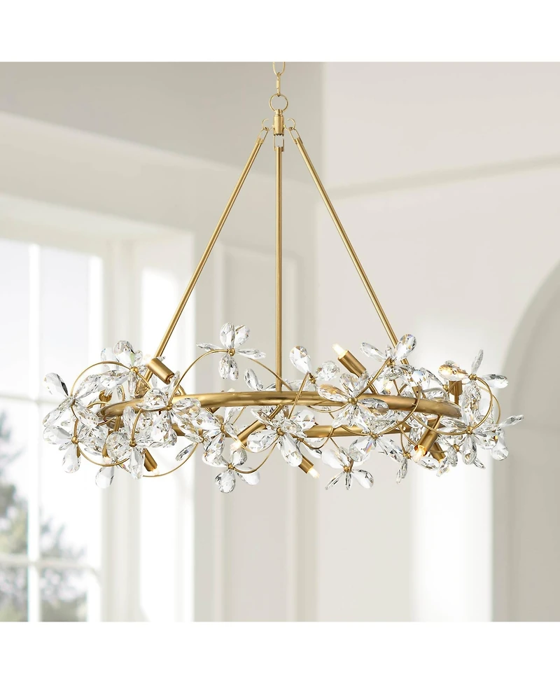Possini Euro Design Carrine 31 1/2" Modern Floral Pendant Chandelier Ceiling Light Fixture Dining Room Over Table Kitchen Island Foyer Flower Hanging