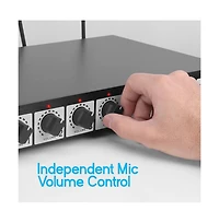Pyle 8-Channel Wireless Microphone System with 4 Lavalier Mics, 4 Headsets, & 4 Handheld Mics