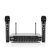 Pyle Bluetooth Wireless Pa Microphone System with (2) Handheld Mics, Desktop Receiver & Usb Charging