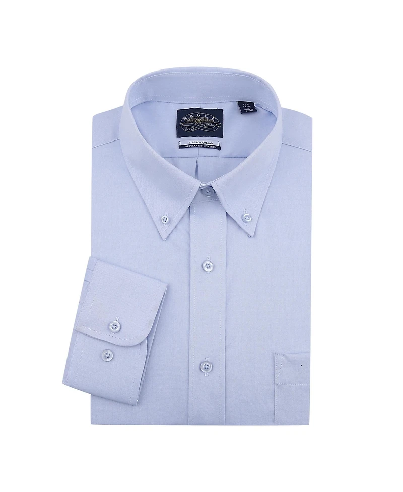 Eagle Men's Iron Free Stretch Neck Pinpoint Oxford Shirt