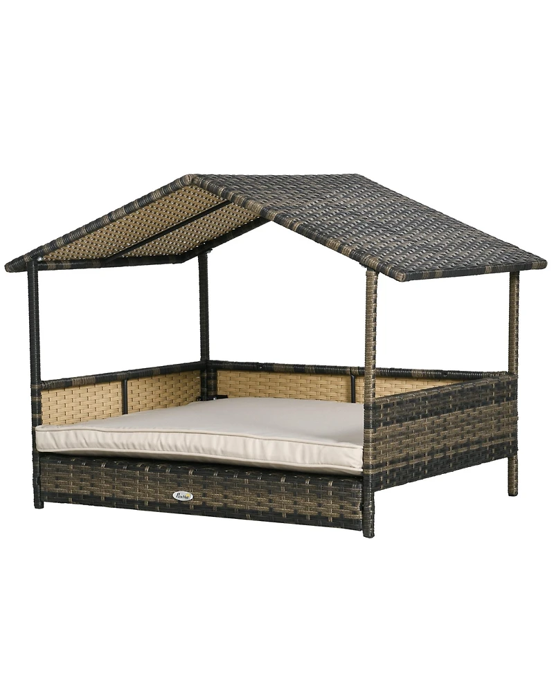 PawHut Wicker Dog House for Small and Medium Dogs,