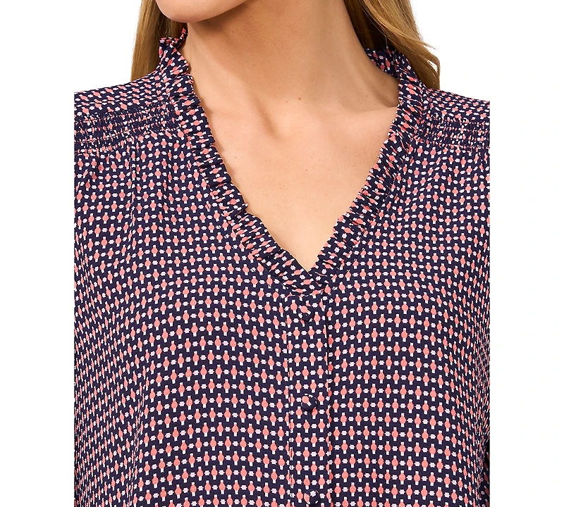 CeCe Women's Ruffled V-Neck Button-Front Blouse