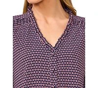 CeCe Women's Ruffled V-Neck Button-Front Blouse