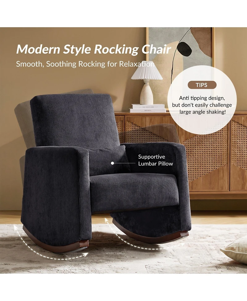 Hulala Home Tom Modern Rocking Chair with Solid Wood