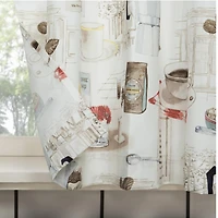 Brew Coffee Shop Semi-Sheer Rod Pocket Kitchen Curtain Valance and Tiers Set