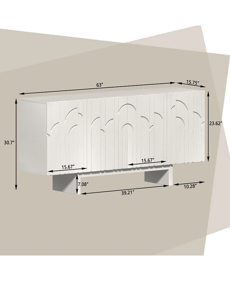 63'' Large Sideboard Buffet Cabinet 4 Door Storage Cabinet