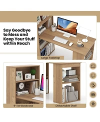 Gouun 48-Inch Computer Desk with 4-Tier Bookcase, Cpu Stand, and Spacious Desktop