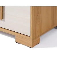 LuxenHome Natural and White 47.2-Inch Wide 6-Drawer Dresser