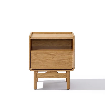 LuxenHome Summer Oak Engineered Wood Nightstand and End Table with Storage