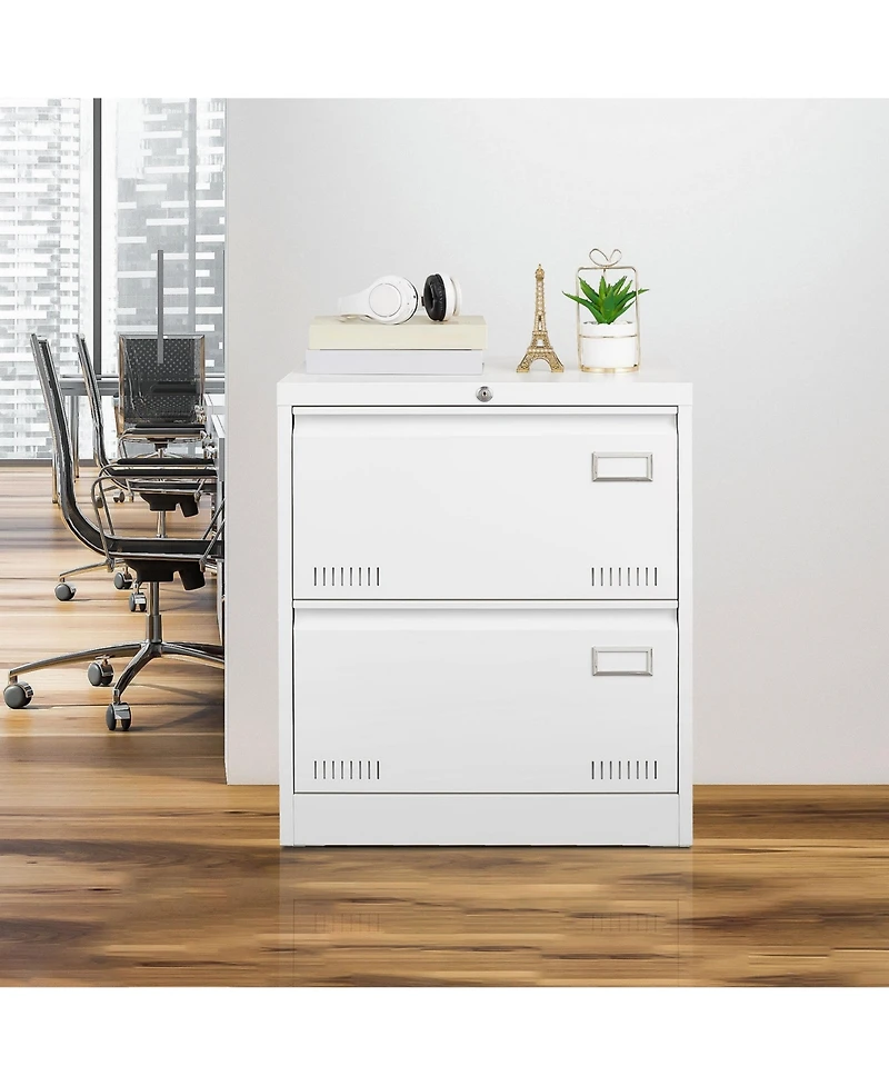 Filing Cabinet Lateral File Cabinet 2 Drawer with Lock Metal File Cabinets Three Drawer Office Cabinet for Legal/Letter/A4/F4