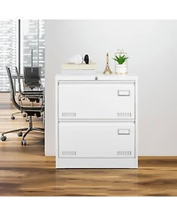 Filing Cabinet Lateral File Cabinet 2 Drawer with Lock Metal File Cabinets Three Drawer Office Cabinet for Legal/Letter/A4/F4