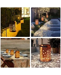 LAGarden Mushroom Solar Lantern with Shepherds Hooks Outdoor Hanging Decor Light Christmas Gifts Yard Patio Porch 6Pack