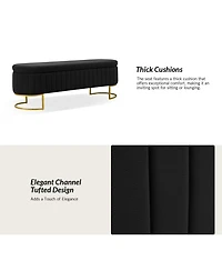 Raquel Storage Bench with Metal Legs and Channel Tufted