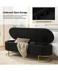Raquel Storage Bench with Metal Legs and Channel Tufted