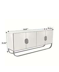 Boyel Living 4-Door Buffet Cabinet with U-Shaped Stainless Steel Legs