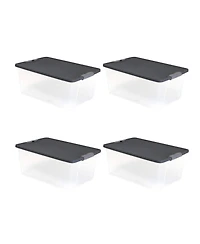 Homz 15 Qt Stackable Plastic Storage Container w/Snaplock Lid, Gray (4 Pack)