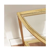 Slickblue Half-Circle Entryway Console Table Metal Glass Top Bottom Shelf Sofa Table