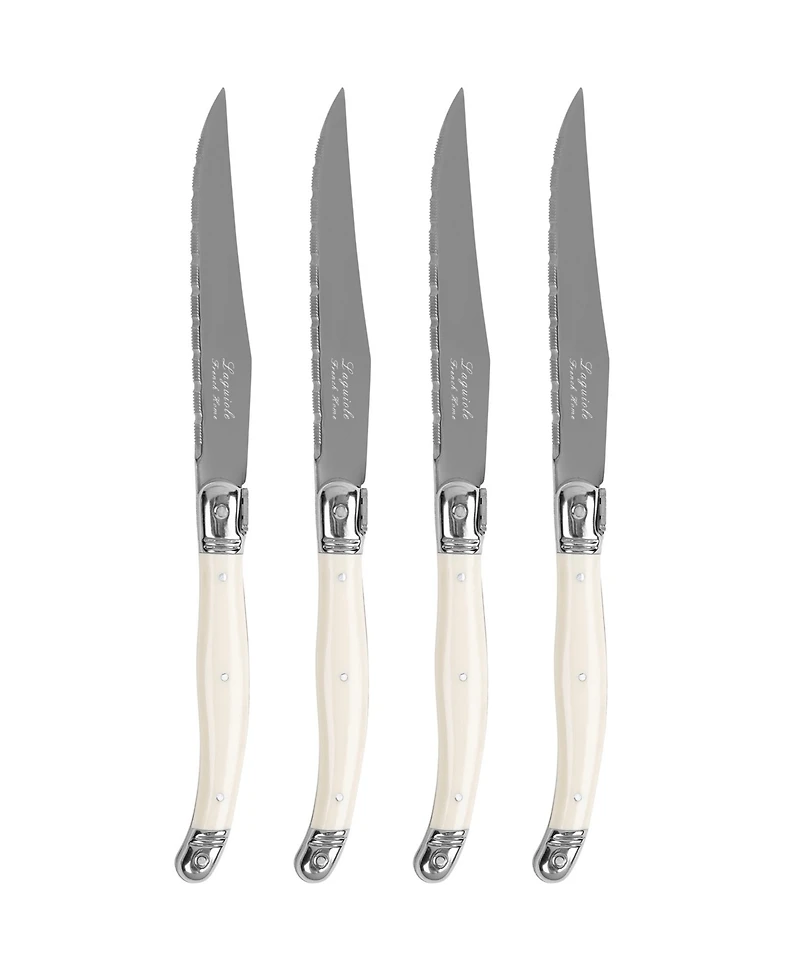 French Home Laguiole Connoisseur 4-Piece Steak Knife Set with Handles