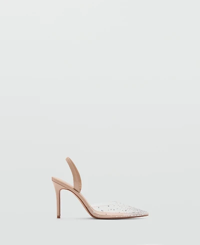 Mango Women's Transparent Rhinestone Pointed Toe Shoes