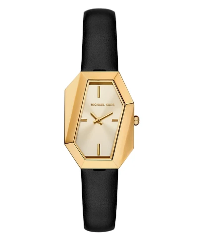 Michael Kors Women's Suri Two-Hand Black Leather Watch, 24x33mm