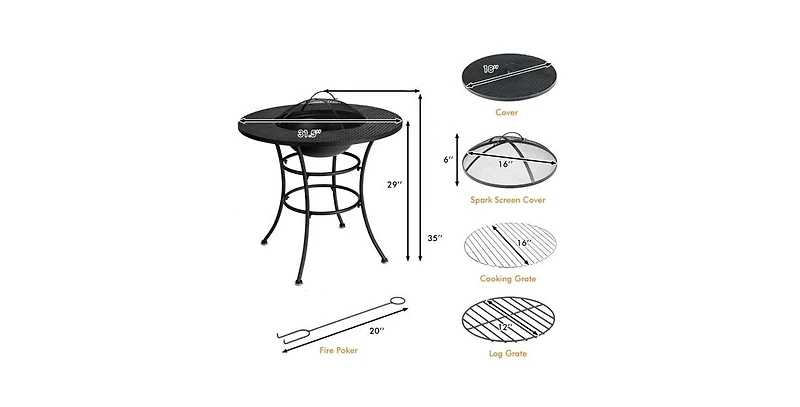 4 In 1 Fire Pit, Gri