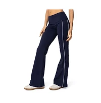 Edikted Womens Livie Fold Over Flared Leggings