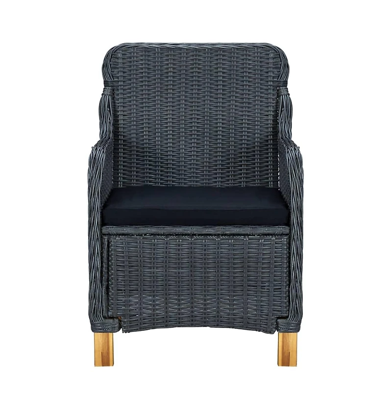 Patio Chairs with Cushions 2 pcs Poly Rattan Dark Gray