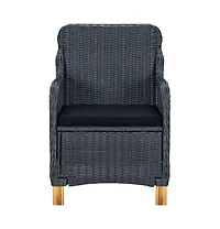 Patio Chairs with Cushions 2 pcs Poly Rattan Dark Gray