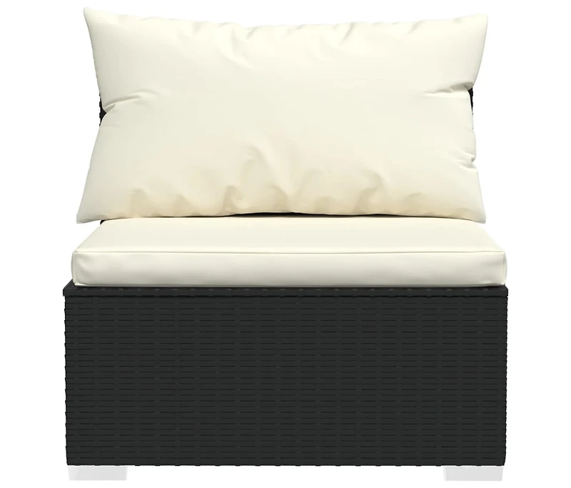 vidaXL 4 Piece Patio Lounge Set with Cushions Black Poly Rattan