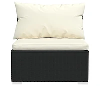 vidaXL 4 Piece Patio Lounge Set with Cushions Black Poly Rattan