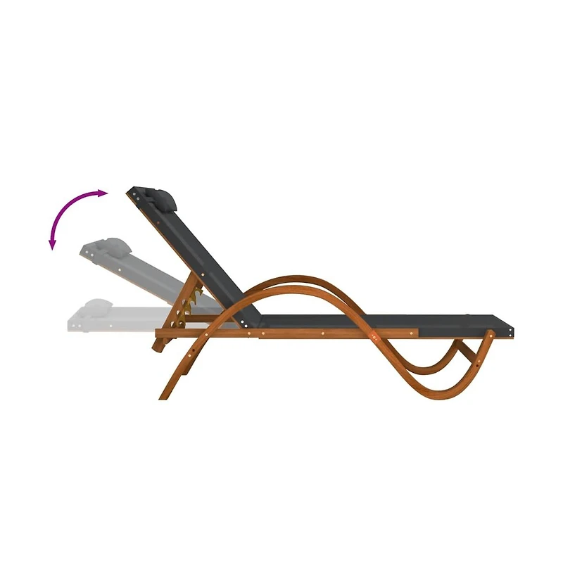 vidaXL Sun Lounger with Pillow Gray Textilene and Solid Wood Poplar