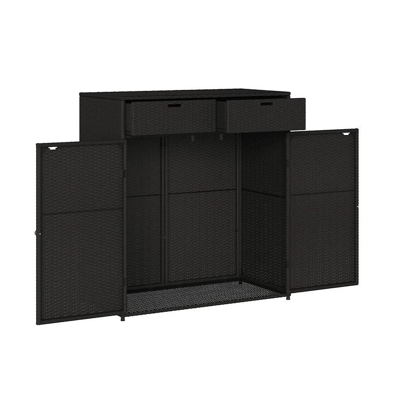 vidaXL Patio Storage Cabinet Black 41.3"x21.7"x44.5" Poly Rattan