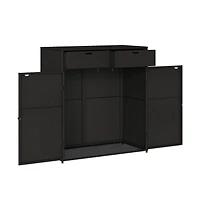 vidaXL Patio Storage Cabinet Black 41.3"x21.7"x44.5" Poly Rattan