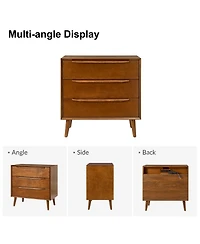 Hulala Home Zahira Mid-Century Modern 3 - Drawer Accent Chest with Solid Wood Handles and Legs