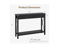 gaomon Wooden Entryway Table, Farmhouse Console Table with 2 Drawers, Sofa Table with Storage for Living Room