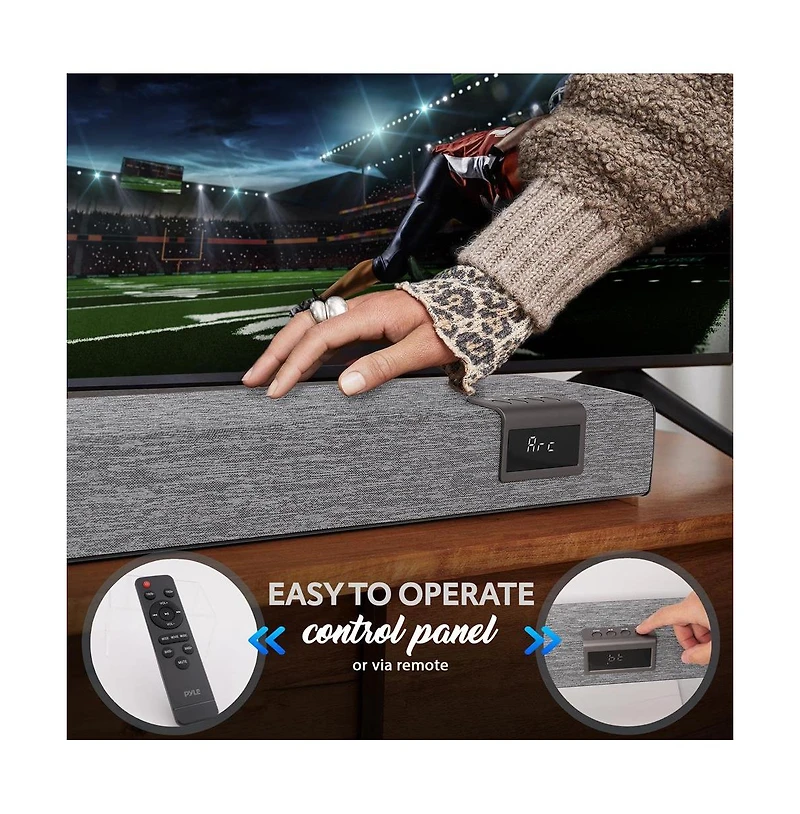 Pyle 35-Inch 2.1 Channel Convertible Soundbar, Wireless Bluetooth Speaker with Led Lights and Remote Control