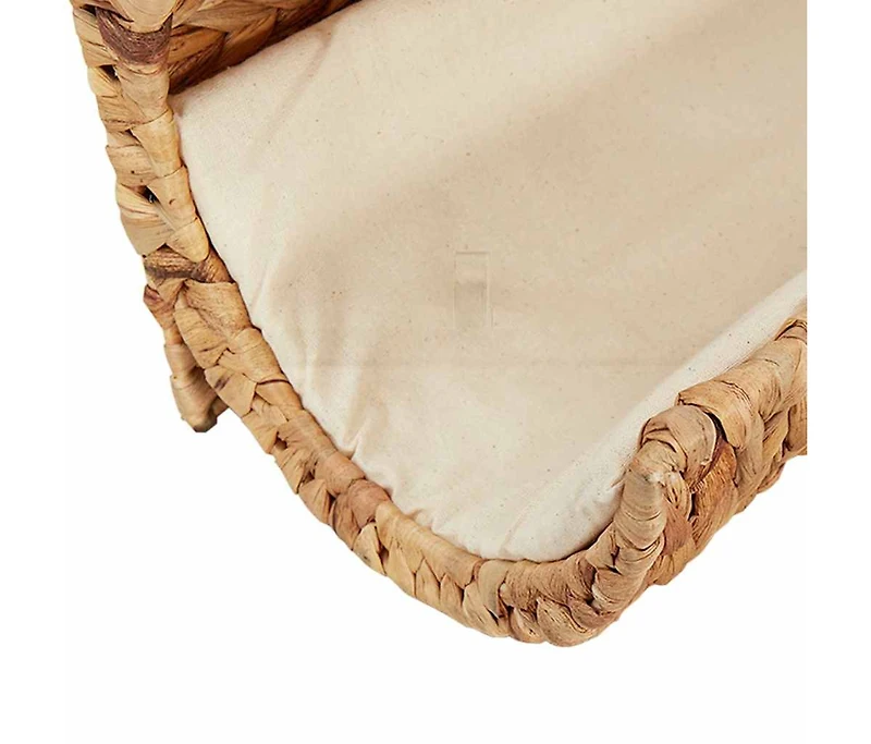 vidaXL Cat Bed with Cushion Water Hyacinth 14.6"x7.9"x7.9"