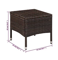 Patio Chair and Stool with Cushions Poly Rattan Brown