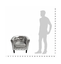 Tub Chair Silver Faux Leather