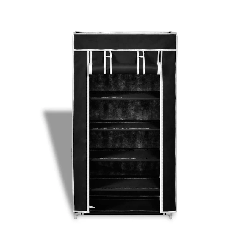 vidaXL Fabric Shoe Cabinet with Cover 23" x 11" x 42" Black