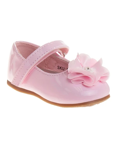 Josmo Infant Girls Hook and Loop Flowery Dress Shoes