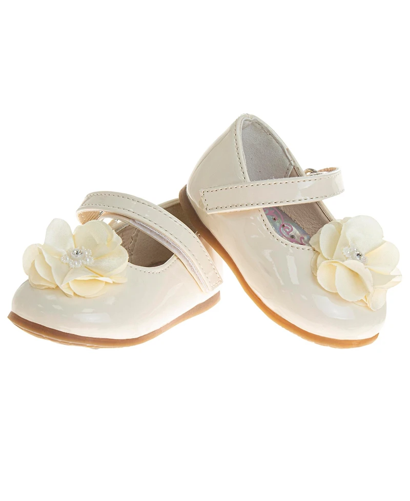 Josmo Infant Girls Hook and Loop Flowery Dress Shoes