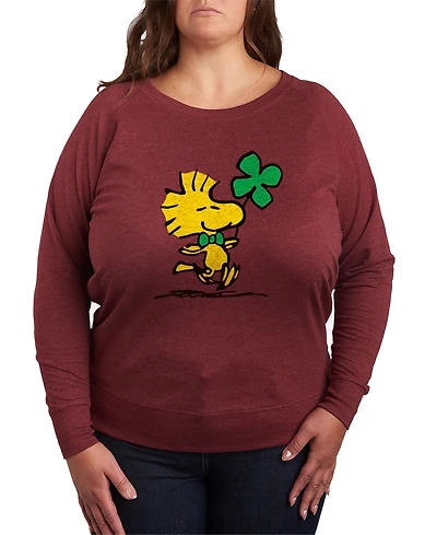 Hybrid Apparel Plus Peanuts Woodstock St. Patrick's Day Clover Graphic Crew Neck Top