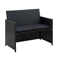 vidaXL 4 Piece Patio Lounge Set with Cushions Poly Rattan Black